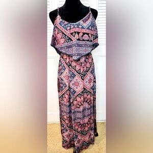 American Eagle boho spaghetti strap flowy maxi dress. Multi color. Small. EUC